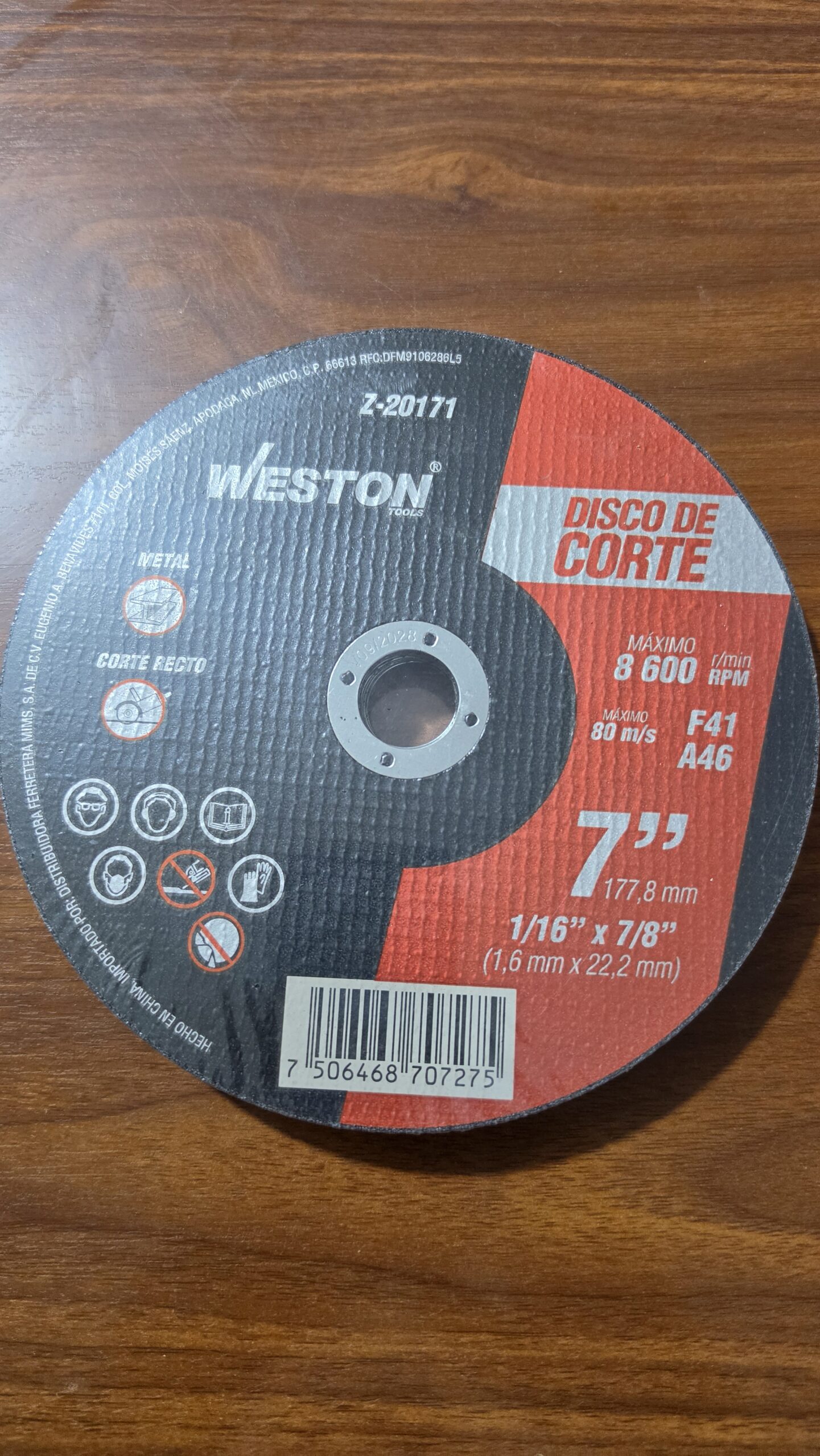 Disco Corte Metal Monterrey 7 x 1/16 x 7/8 Weston - Image 2